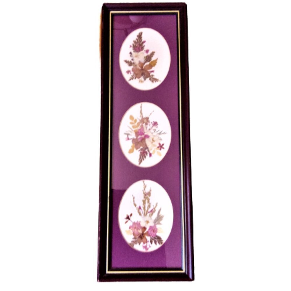 Vintage Framed Handmade floral Paper Collage art